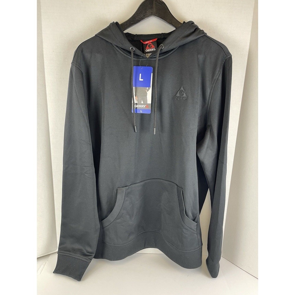Gerry Sweater Mens LARGE‎ L Black Hoodie Lightweight Pullover Pockets Pouch